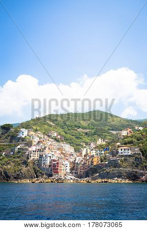 Riomaggiore In Cinque Terre, Italy - Summer 2016 - View From The Sea