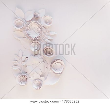 March 8 Women's Day Card With White Paper Flowers