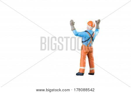 Miniature People Engineer And Worker Occupation Isolated With Clipping Paht On White Background. Ele