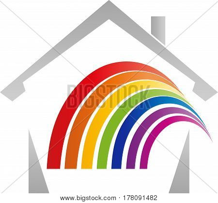 House in color, real estate and painter logo