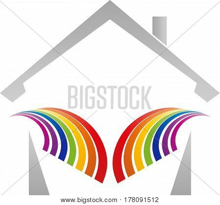 House in color, real estate and painter logo