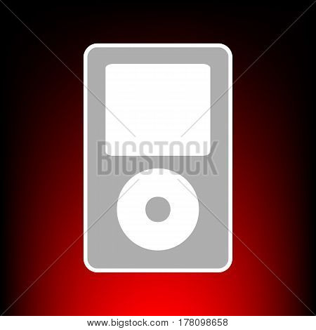Portable music device. Postage stamp or old photo style on red-black gradient background.