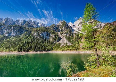 Sunrise At Gosausee Lake In Gosau, Alps, Austria, Europe