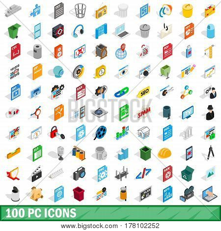 100 pc icons set in isometric 3d style for any design vector illustration