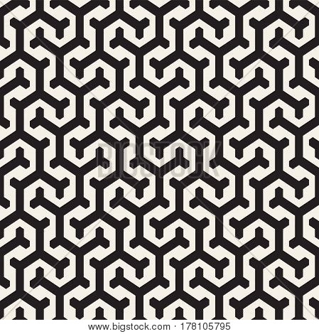 Vector Seamless Interlacing Lines Pattern. Modern Stylish Texture. Repeating Geometric Background With Hexagonal Lattice.