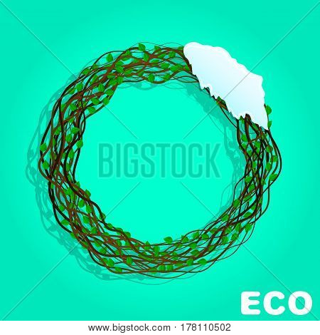 Eco Circle.Banner for web sites springleavesthe last snow .