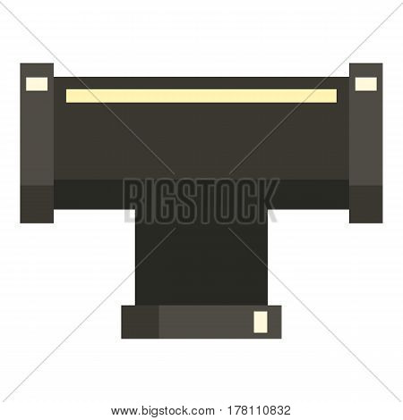 Black joint T pipe connection icon. Flat illustration of black joint T pipe connection vector icon for web isolated on white background