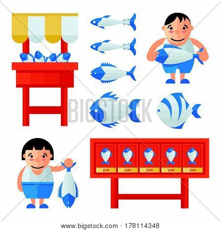 Man And woman in Fish Market infographic