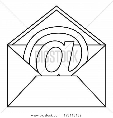At sign mail in envelope icon. Outline illustration of at sign mail in envelope vector icon for web