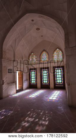 Kashan, Iran - Circa February 2016 - Interior shot of a historical house which is known as Abbasian House or Abbasi House in Kashan, Iran