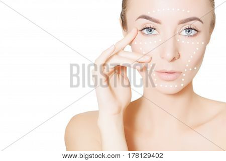 beauty woman face with surgery marks for graphic design