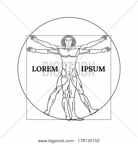 Vitruvian man on a white background. Vector illustration.