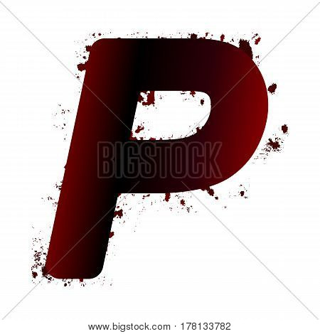 Dirty Bloody Letter P With Spots. Grunge Alphabet. Scary Letters For Halloween