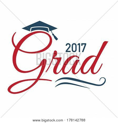 Class of 2017 Congratulations Graduate Typography with Cap