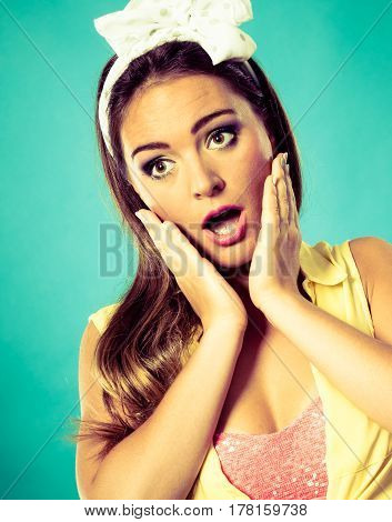 Suprised Shocked Pin Up Girl.