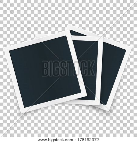 Square image frame set concept, single isolated object with shadows on transparent background. Vector detailed illustration edge for imagess and pictures.