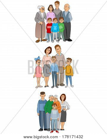 Vector illustration of a three family set