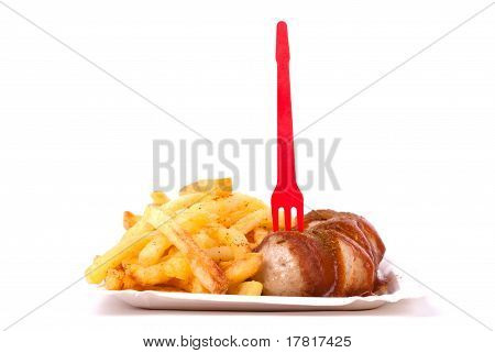 Kiełbasa curry i frytkami