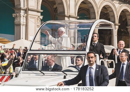 His Holiness Pope Francis Meets The Pilgrims In Milan, Italy