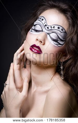 studio portrait of a  Beautiful fantasy eye face-art close-up