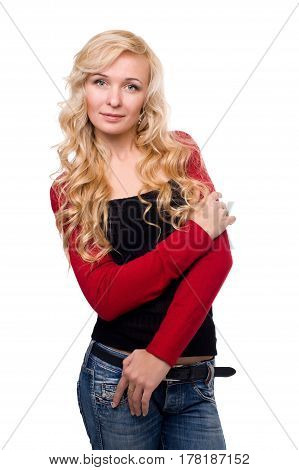 Young pretty woman with beautiful blond hairs