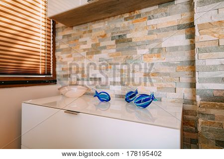Coffee table. The interior design of the apartment. Hotel room, living room.