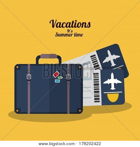 vacations summer time - suitcase tickets airline vector illustration eps 10