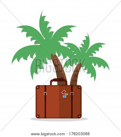 palm tree with suitcase vacation vector illustration eps 10