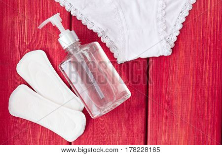 The set including the pads, lingerie and the soap dosator from above.