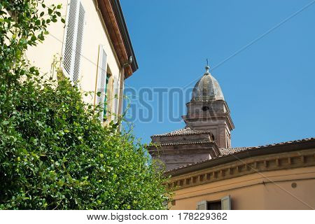 Santarcangelo view of the dome of the old church italy Rimini Italy Europe