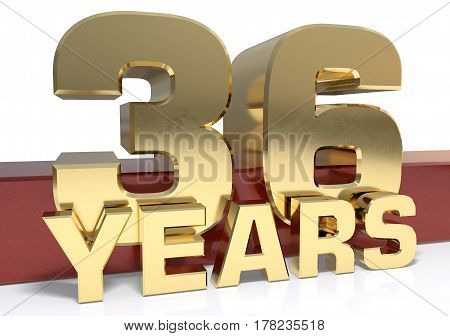 Golden digit thirty six and the word of the year. 3D illustration