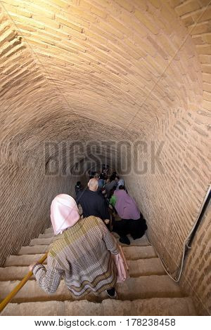 Noushabad and ancient underground city, Aran va Bidol, Kashan, Esfahan, Iran, March 23, 2017,  is considered one of the masterpieces of ancient architecture.