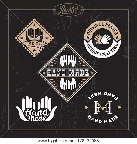 Templates for badges labels tags for hand made product. Set 3. Vector illustration.