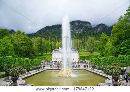Linderhof Palace. Fountain Group Flora And Puttos On The Foreground.