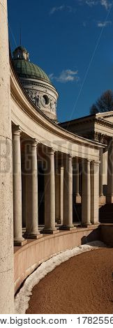 Manor Arkhangelskoe. Temple-tomb Colonnade . Spring In The Park.