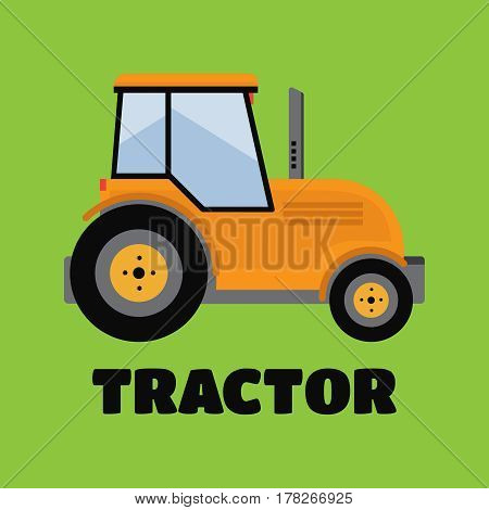 Tractor. Farmer machine in flat style vector illustration