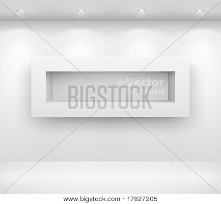 Gallery Interior with empty shelf on wall
