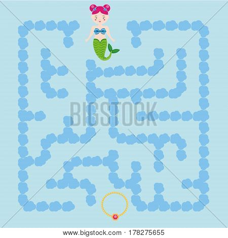 Maze children game. help the mermaid go through the labyrinth and find her treasure