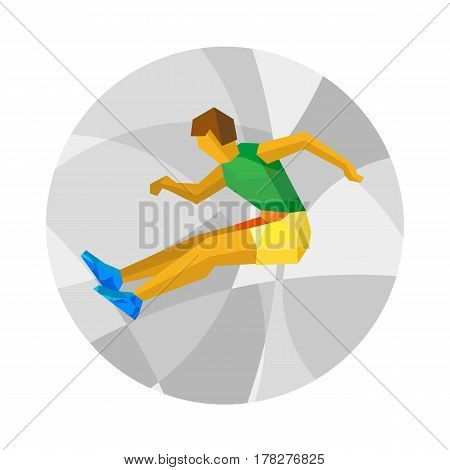 Long Jumping Athlete With Abstract Patterns