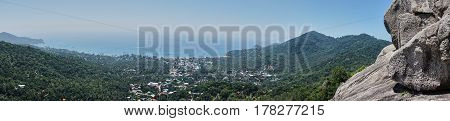 Panoramic View from hill of Koh Tao Thailand