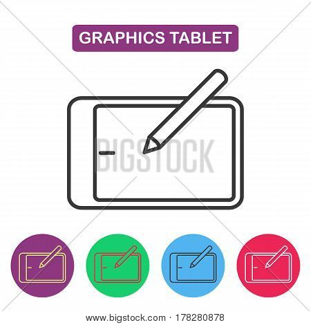 Vector graphics tablet icon. Gaget imaige. Simple thin line icon for websites web design mobile app infographics.