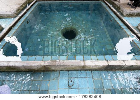 Fin, Kashan, Esfahan, Iran, March 23, 2017, is a historical Persian garden. It contains Kashan's Fin Bath, where Amir Kabir, the Qajarid chancellor, was murdered by an assassin sent by King Nasereddin Shah in 1852.