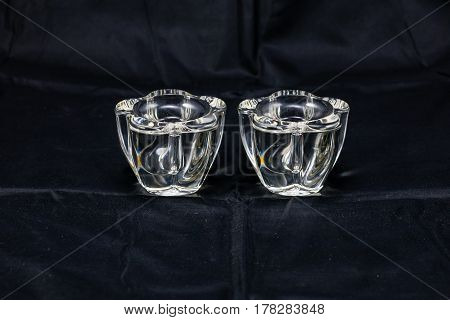 Crystal candle holders (two inches tall, two and a half wide)