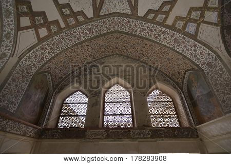 Fin, Kashan, Esfahan, Iran, March 23, 2017, is a historical Persian garden. It contains Kashan's Fin Bath, where Amir Kabir, the Qajarid chancellor, was murdered by an assassin sent by King Nasereddin Shah in 1852.