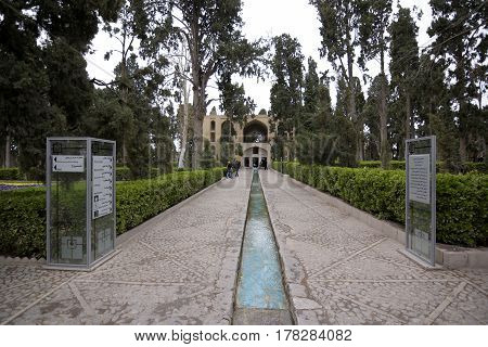 Fin, Kashan, Esfahan, Iran, March 23, 2017, is a historical Persian garden. It contains Kashan's Fin Bath, where Amir Kabir, the Qajarid chancellor, was murdered by an assassin sent by King Nasereddin Shah in 1852.