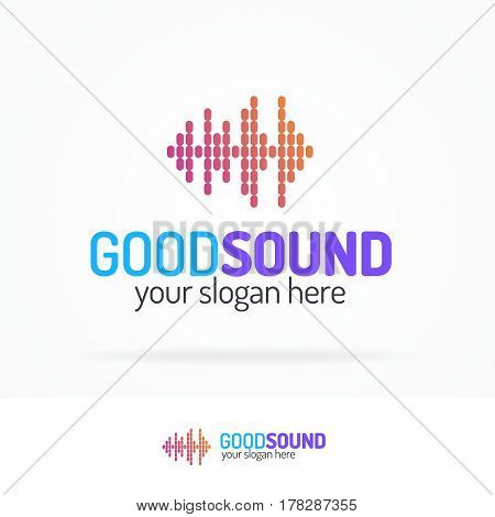 Good sound logo set modern color style isolated on white background for use music store, record company, audio system shop, dj market etc. Vector Illustration