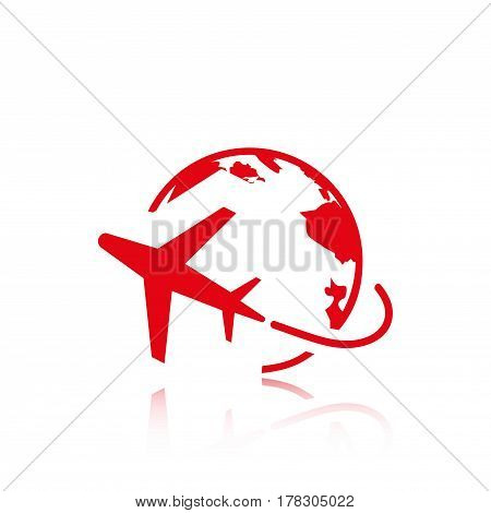 Plane Globe Icon stock vector illustration flat design