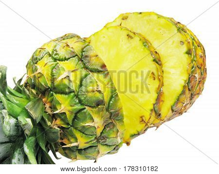 cut ripe pineapple tropical fruit food isolated