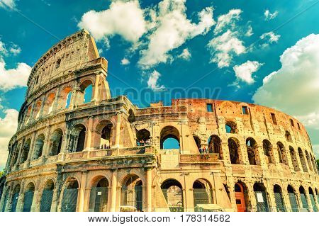 Colosseum (Coliseum) in Rome Italy. Vintage Photo.