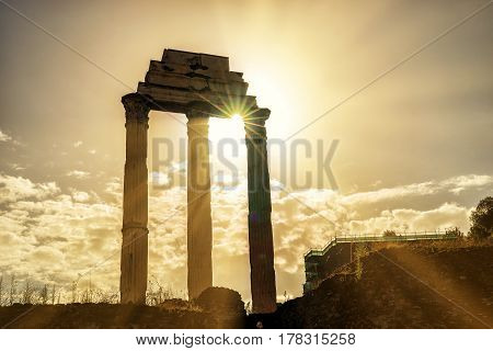 Temple of Castor & Pollux at Roman Forum, Rome, Italy